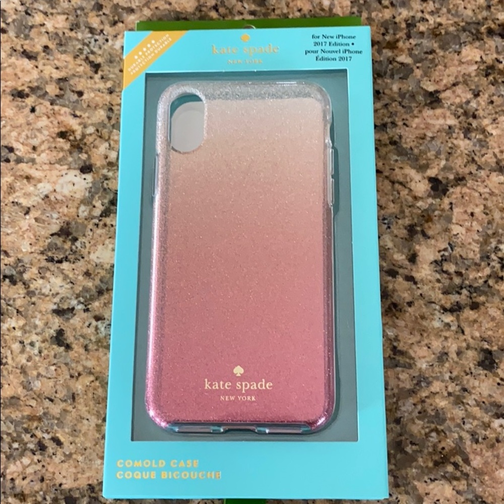 iPhone X Kate Spade Pink Ombré Glitter Case